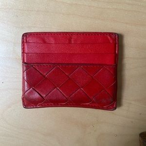 Bottega Veneta red intrecciato card case
